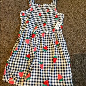 Old Navy Kids Dress with Strawberry and Checkered Pattern